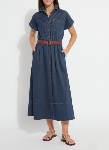 Zelda Midi Belted Denim Dress