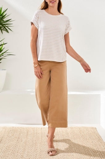 Cuffed Sleeve Top With Inserts