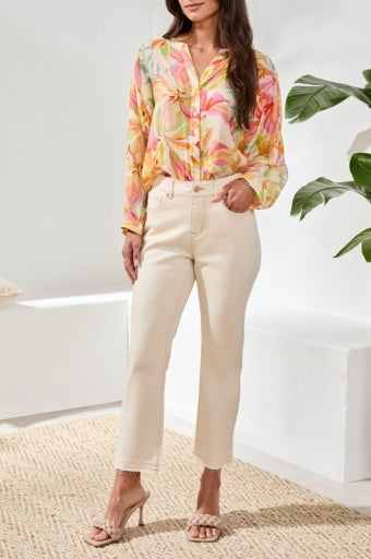 Sophia Curvy Micro Flare Crop Jeans-Ecru