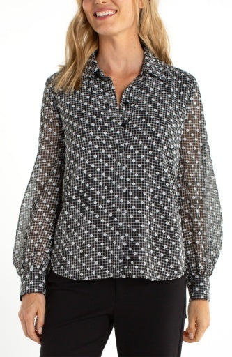 Long Sleeve Collard Woven Blouse