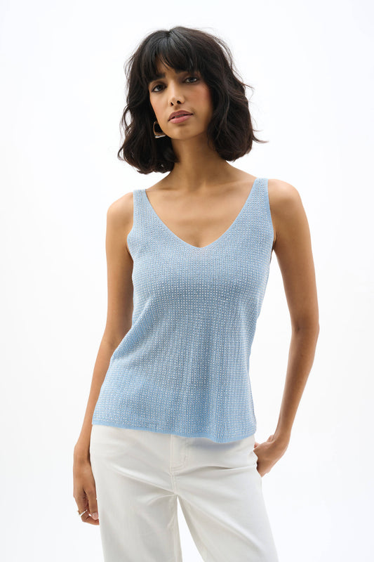Metallic Knitted Camisole With Rhinestones