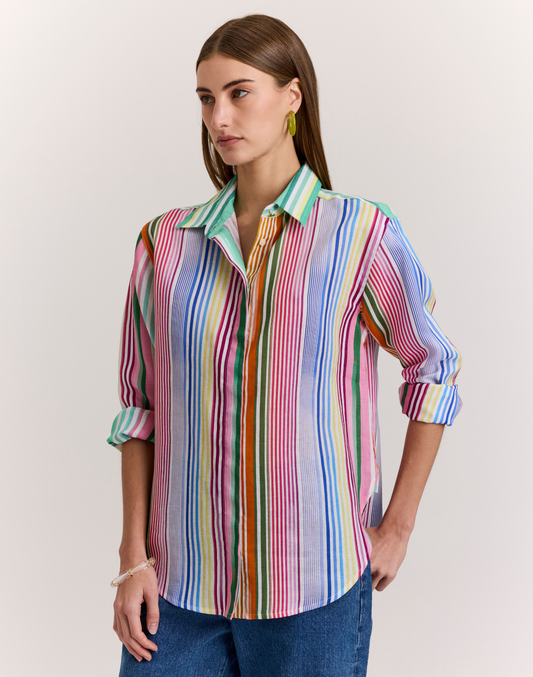 Long Sleeve Striped Halsey Linen Shirt