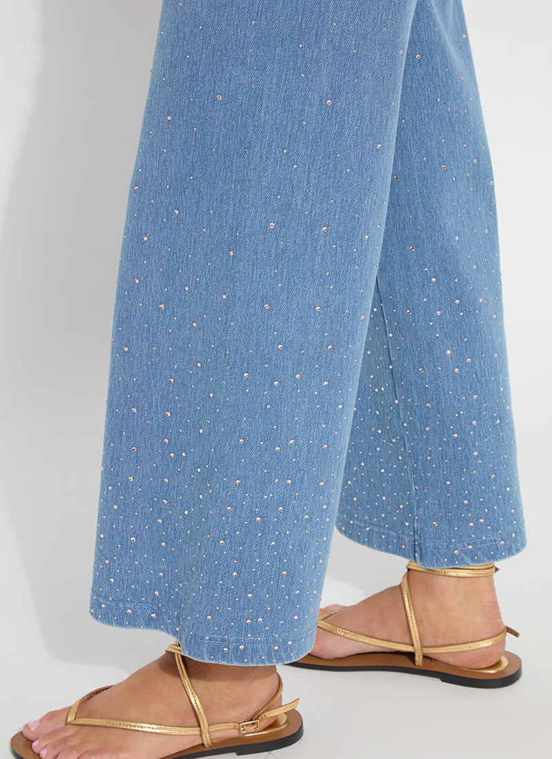 Erin Crystal Embellished Wide Leg Denim