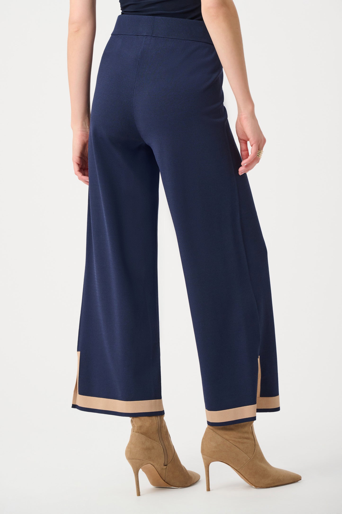 Sweater Knit Color Block Culotte Pants