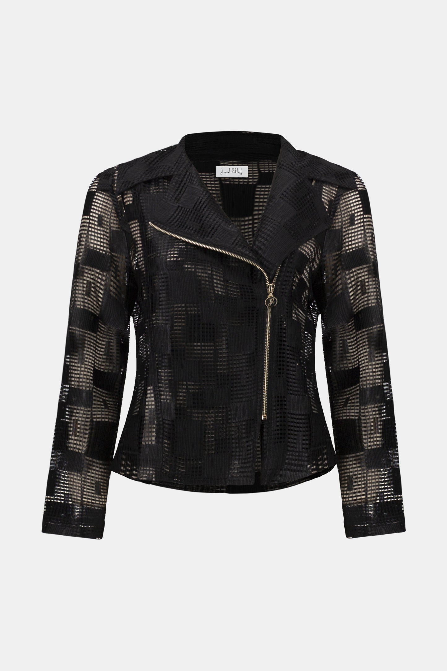 Geometric Mesh Moto Jacket With Asymmetric Zipper
