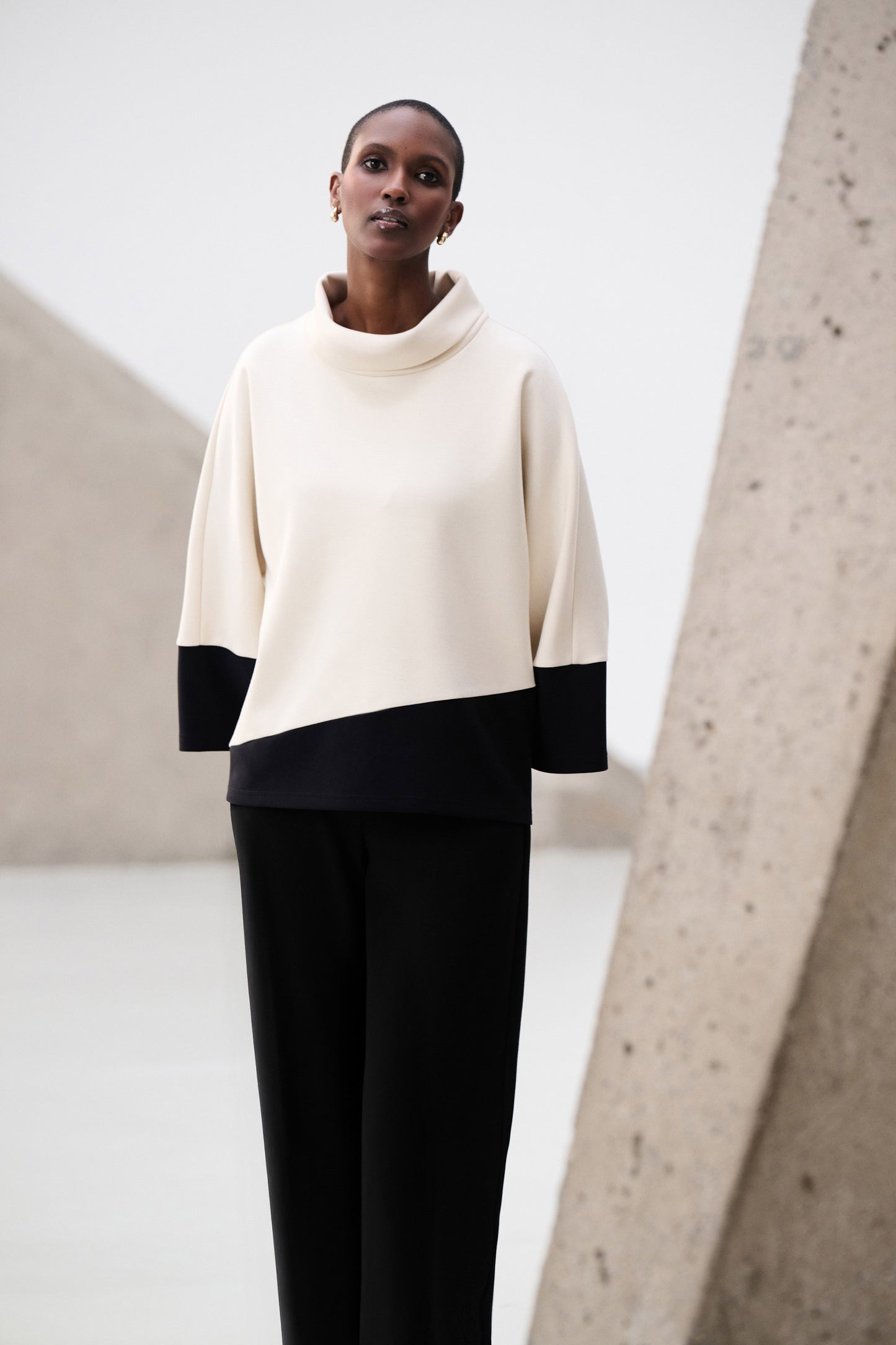 Scuba Jersey Color Block Trapeze Top