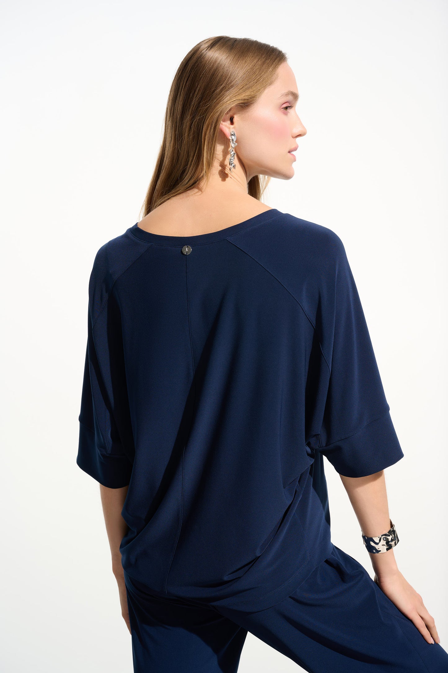Silky Knit Boxy Top With V-neckline