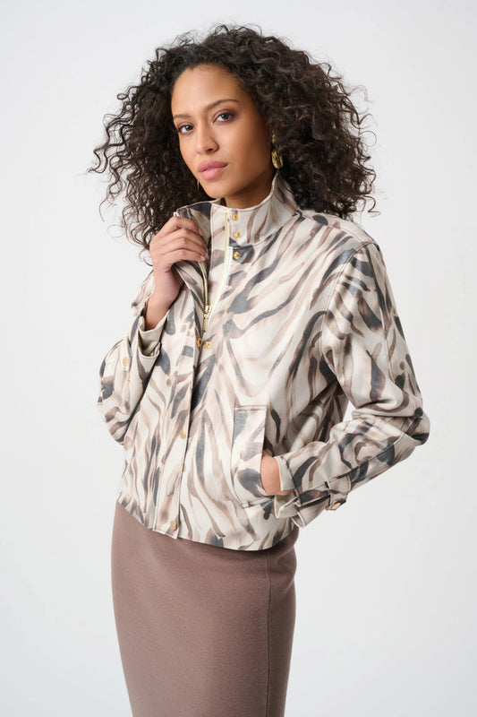 Foiled Faux Suede Animal Print Jacket