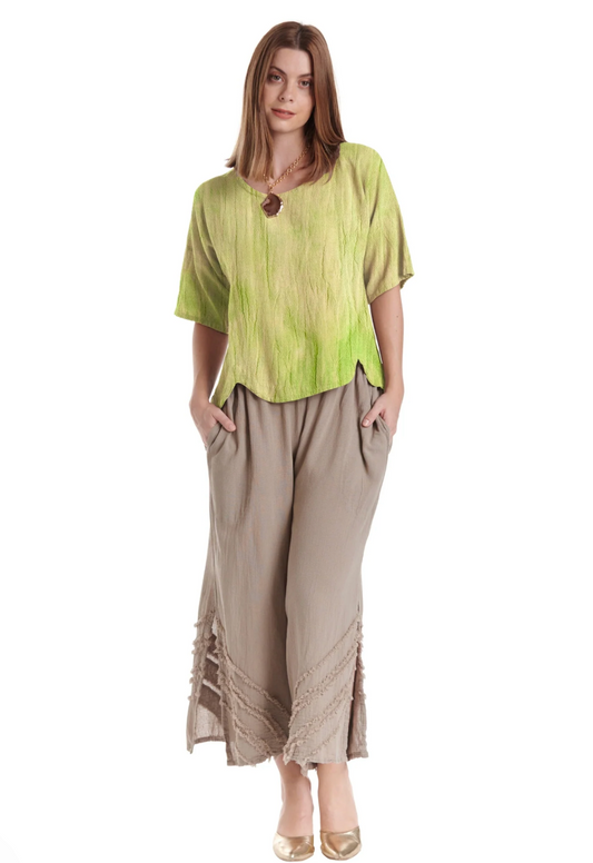 Scallop Cotton Gauze Blouse in Kiwi