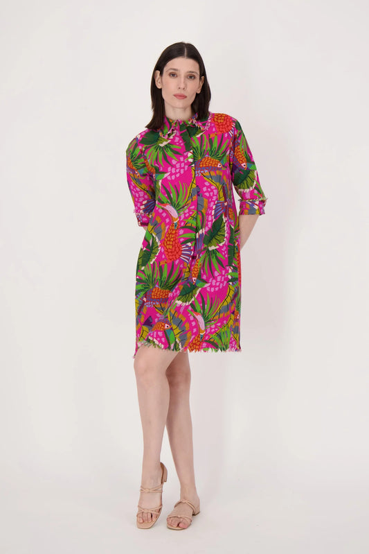 Tropic Print Shirt Dress