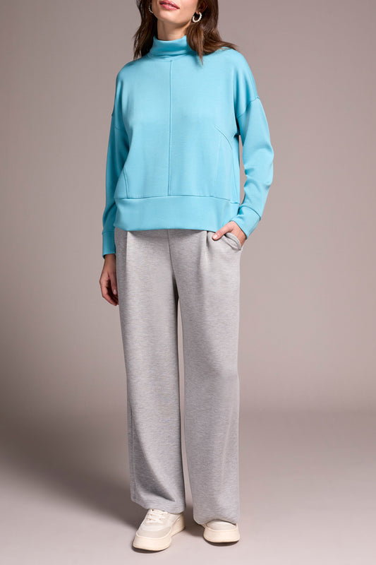 Techno Lux Drop Shoulder Funnel Neck Knit Top