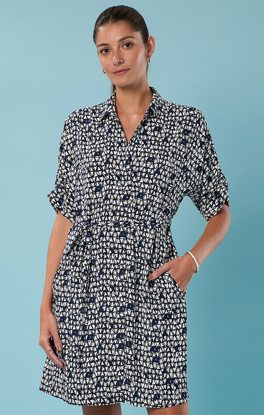 Etched Angles Belted Devon Dress