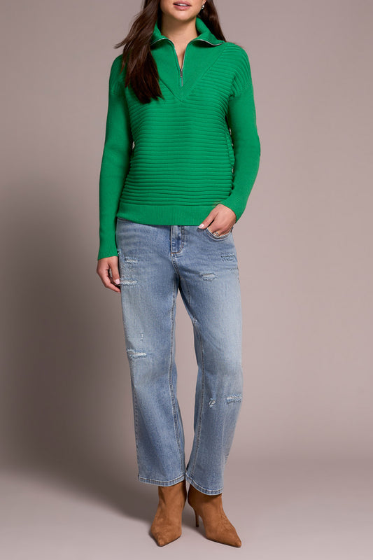 Zip Up V-Neck Sweater
