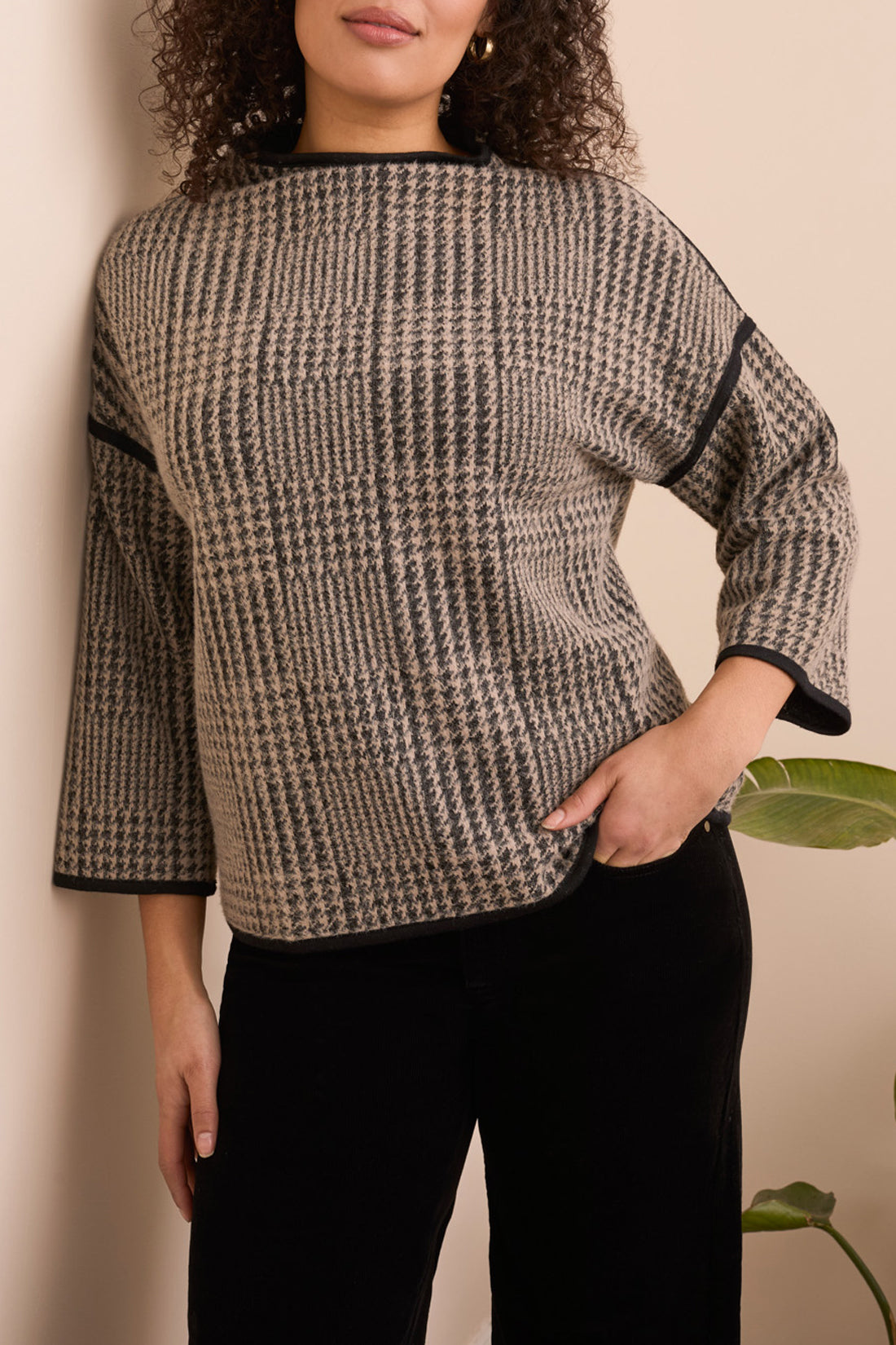 3/4 Sleeve Mock Neck Top in Sandstone