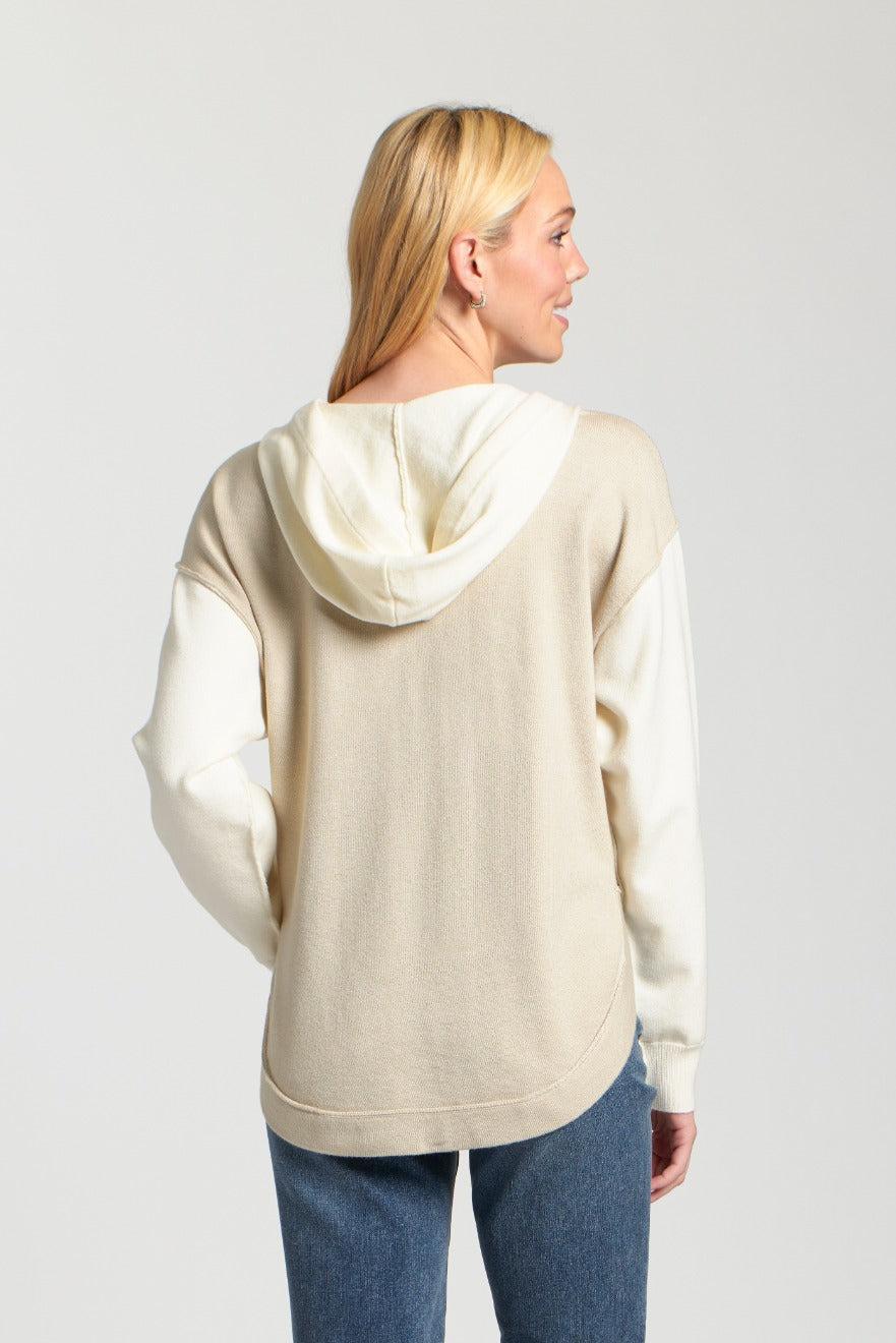 Neutral Color Block Hoodie