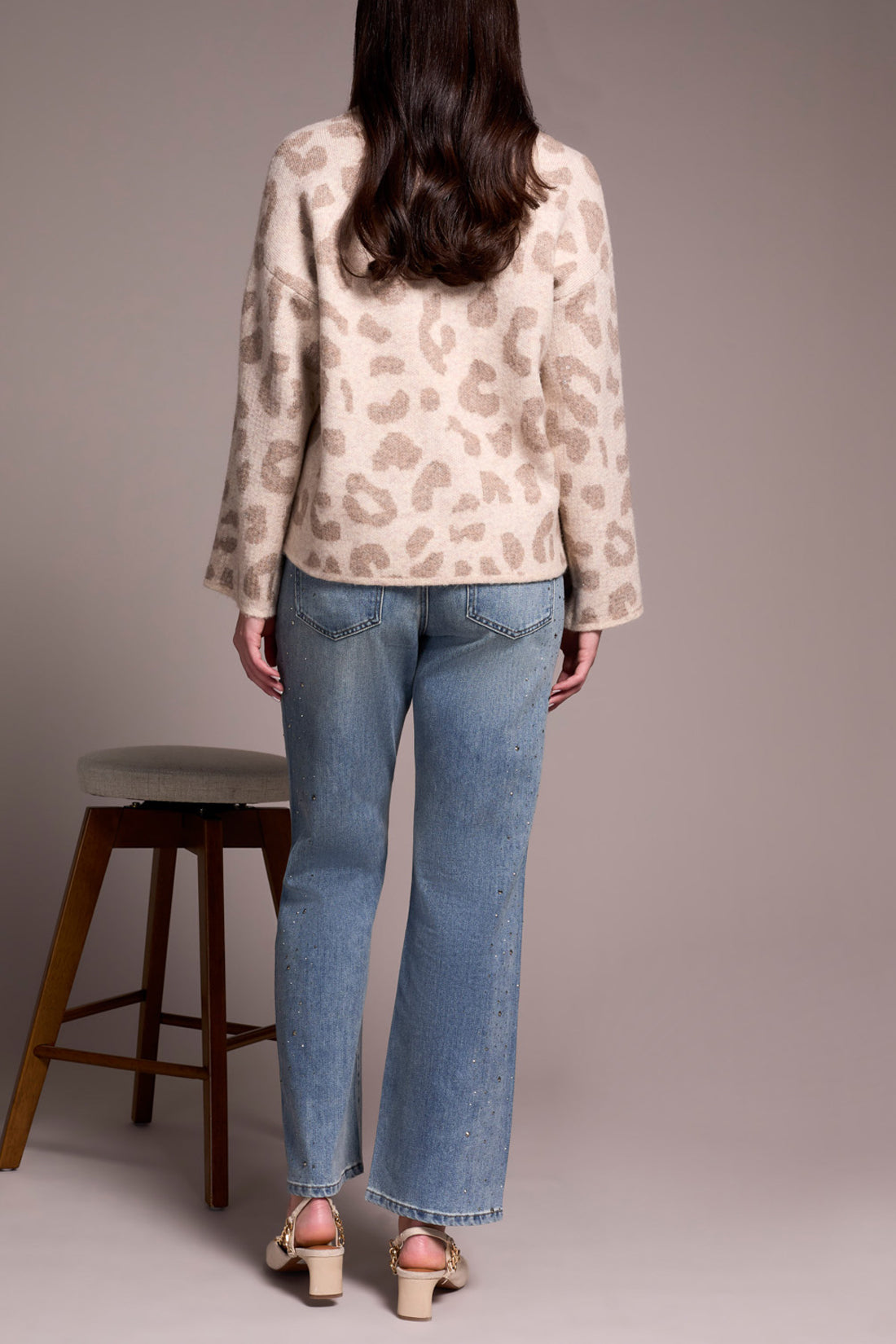 Long Sleeve Crew Neck Sweater with Sequins