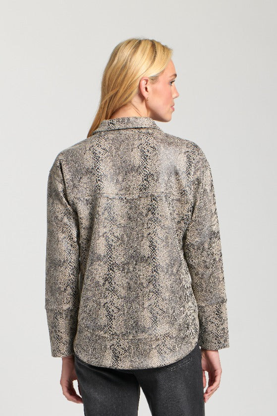 Snake Skin Henley with Grommet Placket