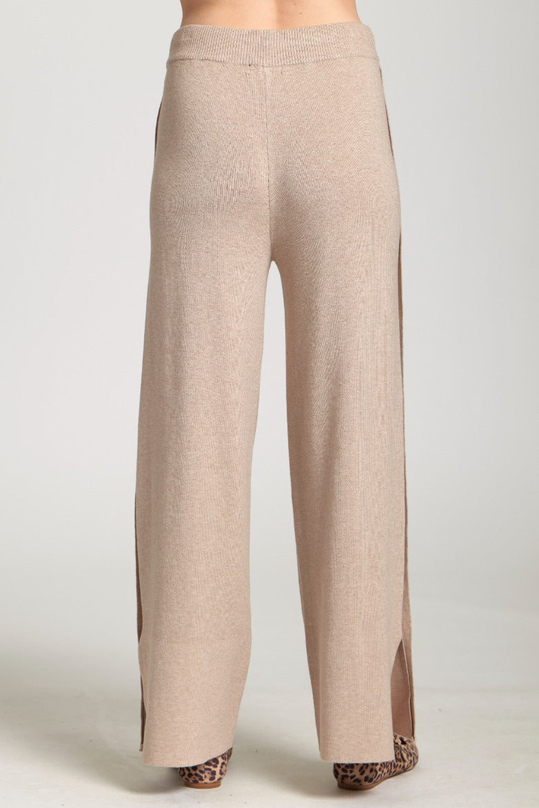 Heather Sand Pull-On Pant with Split Hem
