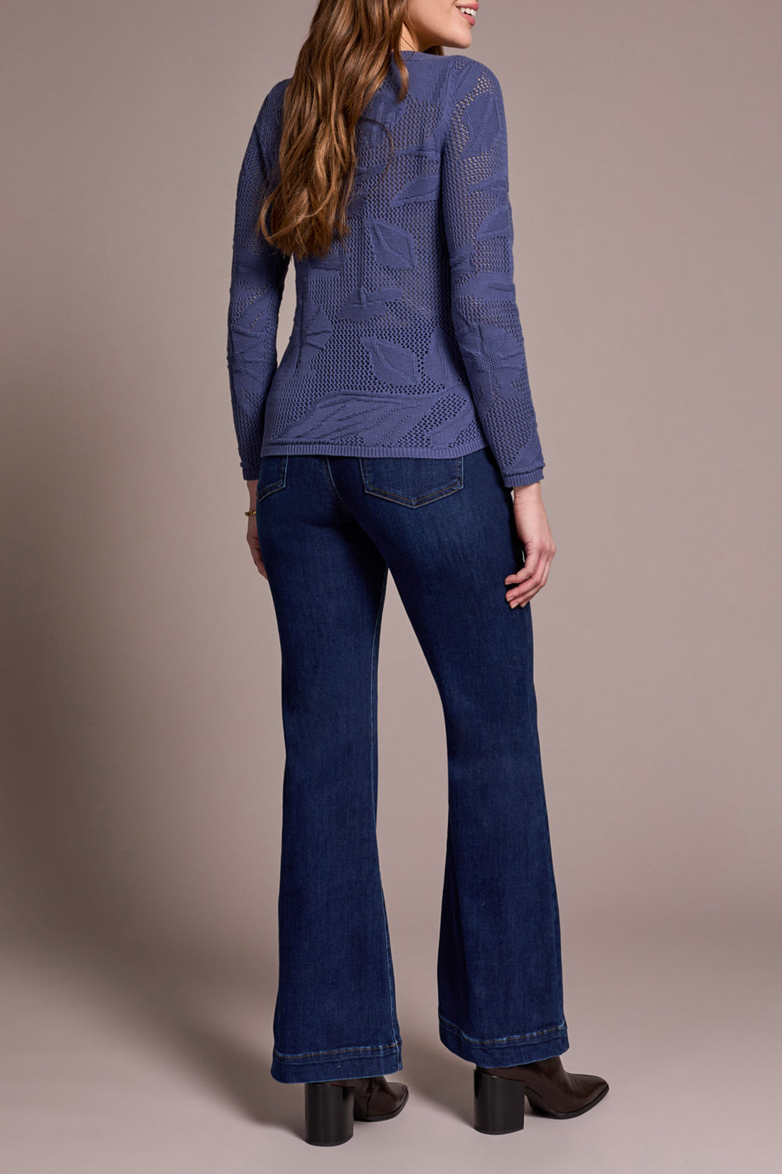 Blue Long Sleeve Boat Neck Sweater