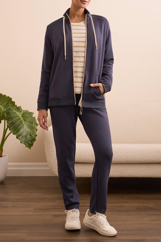 Scuba Knit Textured Mock Neck Cardigan