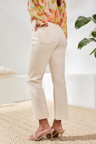 Sophia Curvy Micro Flare Crop Jeans-Ecru