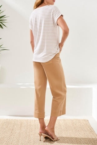 Cuffed Sleeve Top With Inserts