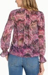 Long Sleeve Button Front Woven Top with Smocking